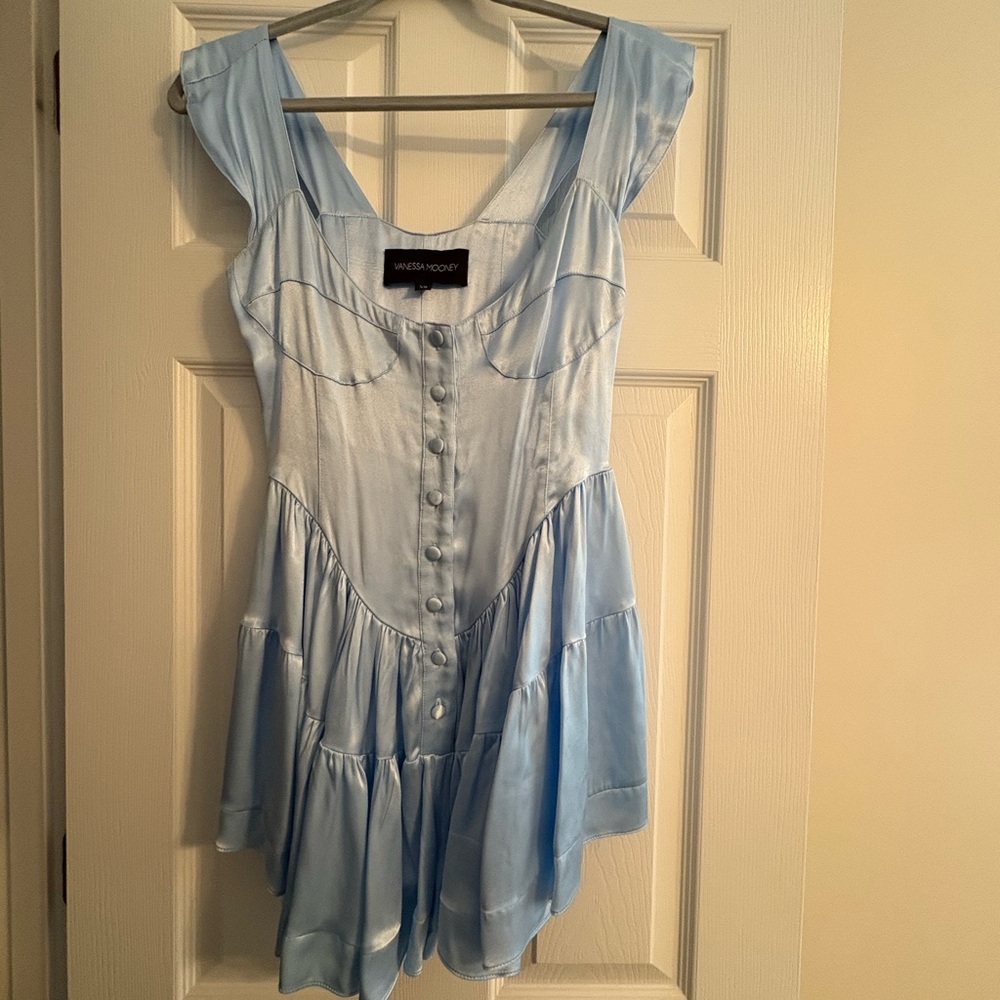 Vanessa Mooney Light Blue Satin Dress